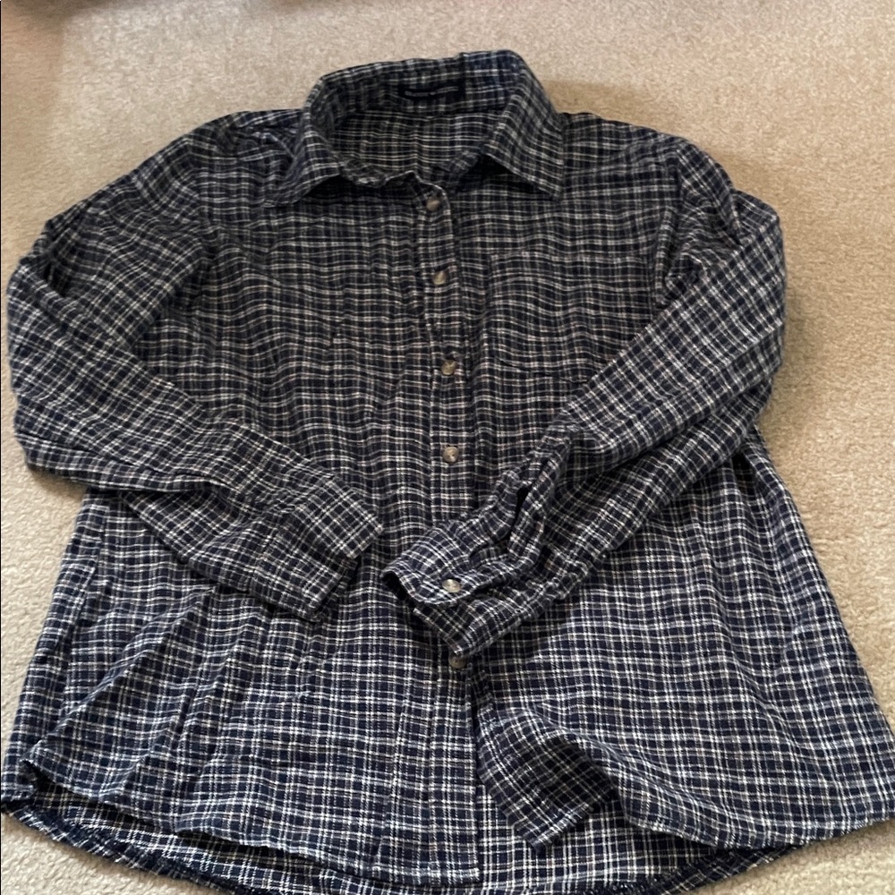 Brandy Melville Navy Checkered Casual Shirt